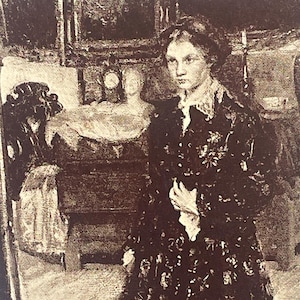 AG106G, postal antigua de bellas artes, pintura de bellas artes, bata de abuela, artista Fred Gray