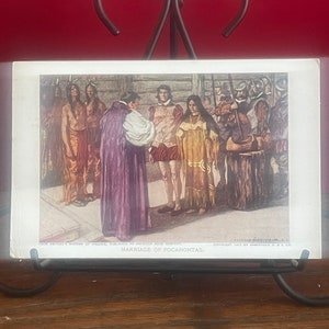 AG43G, Vintage Fine Arts Postcard, Fine Art Painting, Marriage Of Pocahontas, Jamestown Exposition