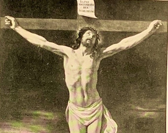 Antique Fine Arts Postcard, Fine Arts painting, Christ on the cross, By Artist Philippe De Champaigne
