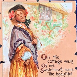 VA38, postal antigua del día de San Valentín de la década de 1900, saludo de San Valentín, dulce ancianita, verso de San Valentín, Raphael Tuck and Sons