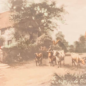 Vintage Fine Arts Postcard, Fine Art Painting, A Wayside Cottage, Artiste Signé
