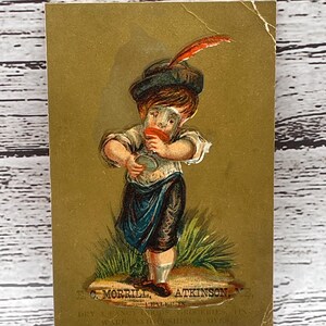 VTC08, Victorian Trade Card 1800s, Little Boy Drinking Out Of Glass, E C Morrill, Dry And  Fancy Goods