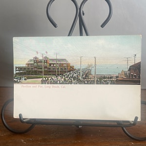 VW37G, CALIFORNIE, vintage, vue, carte postale, pavillon et jetée, Long Beach, éditeur M Rieder