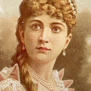 5X9, Victorian Trade Card 1800s, The Distinguished Tragedienne, Miss LILIAN OLCOTT