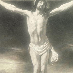 AG163G, antieke ansichtkaart voor schone kunsten, beeldende kunst, schilderij, Christus aan het kruis, kunstenaar, Philippe de Champaigne