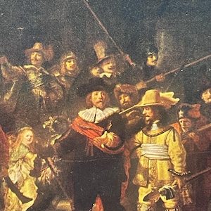 AG145G, carte postale d'art vintage, peinture d'art, La Ronde de nuit, artiste de Rembrandt Harmenszoon van Rijn