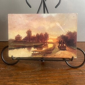 AG123G, carte postale beaux-arts antique, peinture d'art, l'essorage automatique du soir, artiste non signée