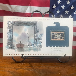 Geschiedenis van de Amerikaanse muntzegels, uitgegeven op 26 juni 1959, St Lawrence Seaway, uitgave van Postmasters of America