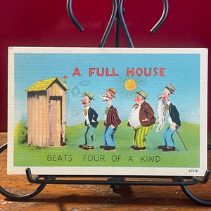 OH7G, Vintage, Humor antigo, Cartão postal, Full House, Beats Four Of A Kind