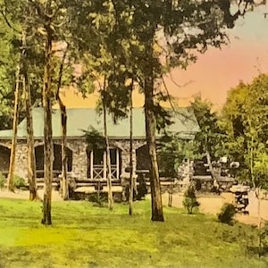 Vintage Hand farbige Postkarte, das Teehaus, endlose Kavernen, Neumarkt, Virginia, Albertype