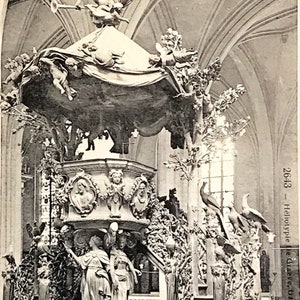 Cartão postal antigo de belas artes, escultura de belas artes, Chaire de Verite de la Cathedrale, Anvers
