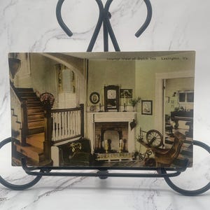 HC34G, Vintage, VIRGINIA, Coloreado a mano, Vista, Postal, Dutch Inn, Vista interior, Lexington, Albertype