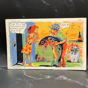 ヴィンテージユーモアポストカード：魚の話！フィッシュコミックス、OH38G