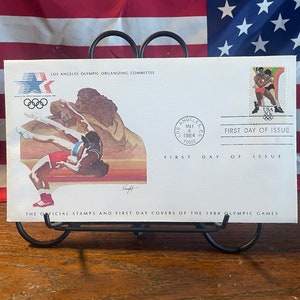 Eerste dag van uitgifte, Olympische Spelen 1984, worstelen, uitgegeven op 4 mei 1984, officiële stempel en eerstedagomslag