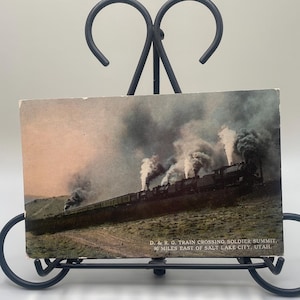 VW116G, SALT LAKE CITY, Utah, Vintage View, Postcard, D & R G Train Crossing Soldier Summit, Souvenir Novelty Co