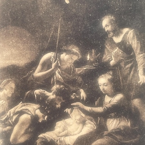 AG136G, Antike Kunstpostkarte, Kunstgemälde, Anbetung der Hirten, Adriaen van der Werff, Künstler, Uffizien, Florenz