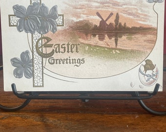 Antieke paaskaart met reliëf: windmolen, kuiken, 1907-1914, EA49G