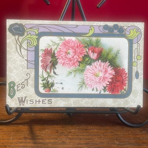 GT22G, Antique, Grüße Postkarte, Beste Wünsche, Schöne Rosa Rote Blumen, W O Thompson Co