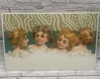 Antike geprägte Postkarte: Vier kleine Mädchen, Deutschland (1907-1915)GT51G