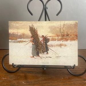 AG93G, Antique Fine Arts Postcard, Fine Art Painting, Through The Snow, Unknown Artist, Germany