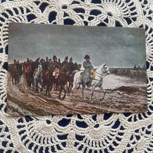 AG127G, postal antigua de bellas artes, pintura de bellas artes, campaña francesa, artista Jean Louis Ernest Meissonier, París