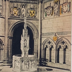 HK7G, Vintage Handkolorierte Postkarte, Die Kathedrale von Saint John The Devine, New York, Das Battistry, VG