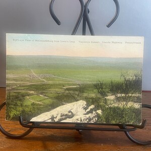 HC47G, Vintage, PENNSYLVANIA, handkoloriert, Postkarte, Vogelaugenansicht, McConnellsburg Von Lovers Leap, Tuscarora Gipfel, Lincoln, Alberttype