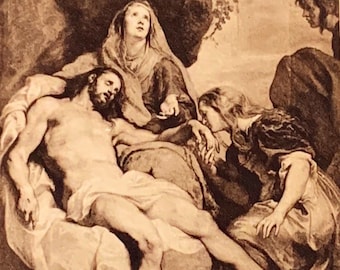 Vintage Fine Arts Postcard, Fine Arts Painting, Christ Descended From The Cross, By Artist Sir Anthony van Dyck