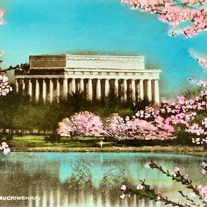 Vintage Hand farbige Washington Postkarte, die Lincoln Memorial, Washington, D C