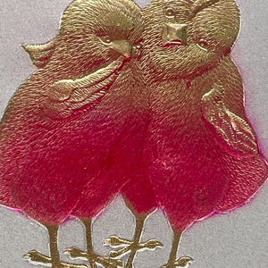 EA5G, Rare, Vintage, Airbrushed, Easter Postcard, Easter Greetings, Two Little chicks, Lovely Flowers, Lightly Embossed, Germany