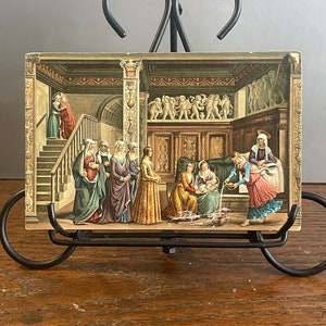 AG96G, carte postale beaux-arts antique, peinture d'art, La naissance de la Vierge, D Ghirlandaio, artiste, Italie