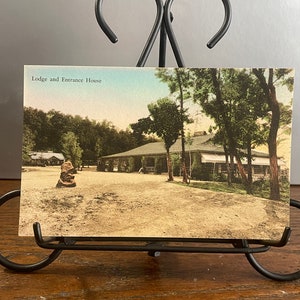 HC38G, Postal vintage coloreada a mano, Casa de campo y entrada, Cavernas interminables. Nuevo mercado, Virginia
