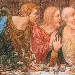 Vintage Fine Arts Postcard, Fine Arts Painting, Dettaglio Del Cenacolo By Artist Leonardo da Vinci