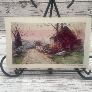 VW112G, vue vintage, carte postale, Virginie, une vieille route, ferme de campagne, W R Hearst, 1904, Sunday American Journal