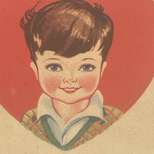 Antique Valentine Postcard: Young Boy, Red Heart, 1910s, VA5G
