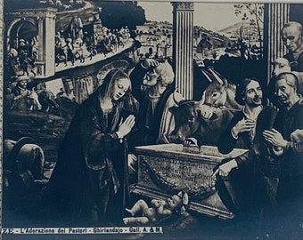 Vintage Fine Arts Postcard, Fine Art Painting, Adoration Of The Shepherds, By Artist Domenico Ghirlandaio, Undivided Back
