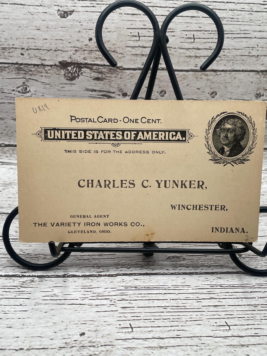 1884年発行のアンティーク米国郵便カード：チャールズ・C・ユンカー
