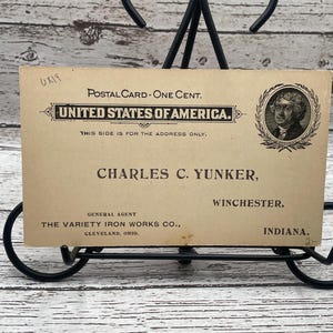 USPC17G, Antyk, Lata 1800., Karta pocztowa USA, 1 cent, Charles C Yunker, The Variety Iron Works Co, Cleveland