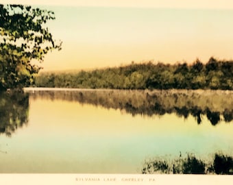 Vintage Hand Colored Postcard, Sylvania Lake, Greely, Pennsylvania