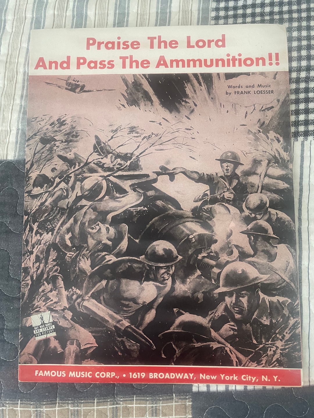 1942, Antique, Sheet Music, Praise the Lord and Pass the Ammunition ...