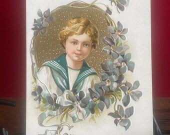 GT39G, Antique, Lightly Embossed, Greetings, Postcard, A GT39G, Antique, Lightly Embossed, Greetings, Postcard, A