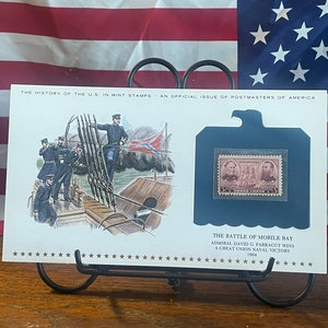 Geschiedenis van de Amerikaanse muntzegels, uitgegeven op 18 februari 1937, de slag om Mobile Bay, uitgave van Postmasters of America
