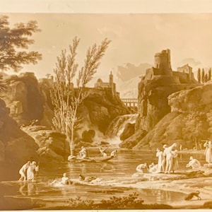 Carte postale antique des Beaux-Arts, Peinture fine d’art, Les Baignelises Par l’artiste Claude Joseph Vernet, VG