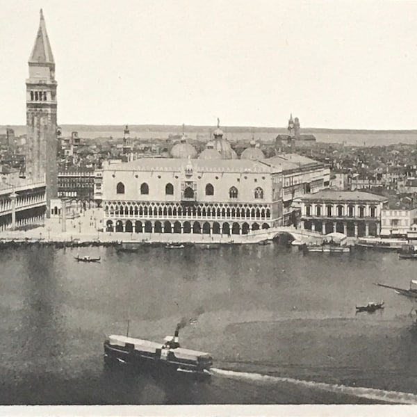 Antique Real Photo Postcard, Harbor View, City In Background, Unknown Location