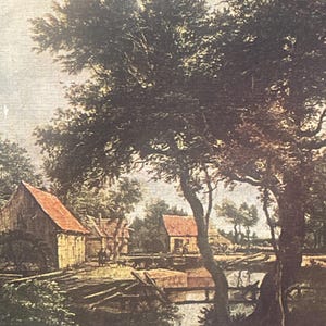 AG139G, postal antigua de bellas artes, pintura de bellas artes, El molino de agua, artista Meindert Lubbertszoon Hobbema, impresa en París