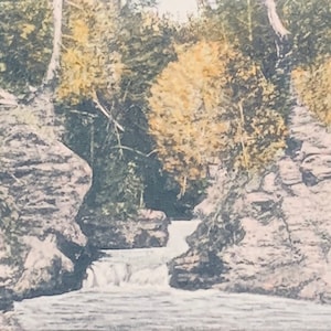 Vintage Hand farbige Postkarte, Lorbeer Glen, Bushkill Fällt, Pennsylvania, G