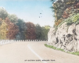 HC1G, Vintage Hand Colored Postcard, Up Eastern Slope, Mohawk Trail, Collotype Co