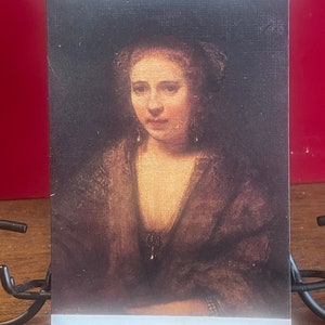 AG54G, carte postale anciens beaux-arts, peinture d'art, portrait de Hendrickje Stoffels, artiste Rembrandt, musée du Louvre, Paris