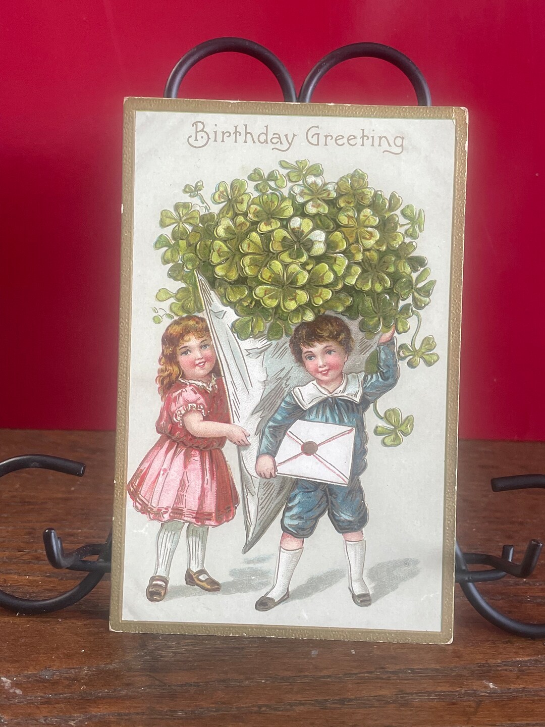 BD46G, Antique, Embossed, Birthday, Postcard, Birthday Greeting, Two ...