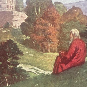 AG168G, carte postale vintage beaux-arts, peinture d'art, Ritter Toggenburg, écrit par Friedrich von Schiller, B K W I, Autriche